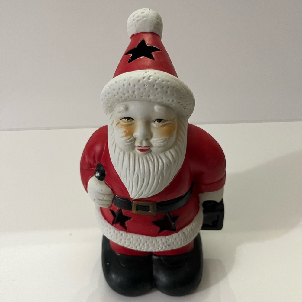 Ceramic Santa Clause Tea Light  Candle Holder. Christmas Decor.